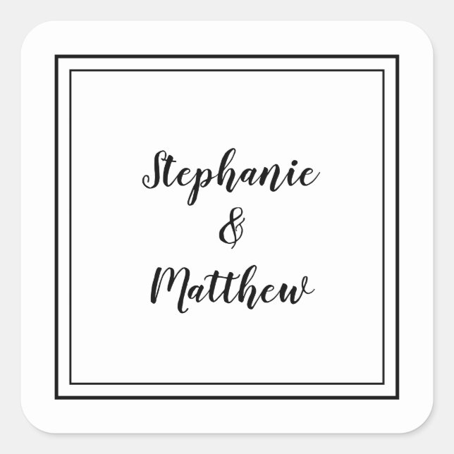 Minimalistische Hochzeit Moderner Gefallen Vielen  Quadratischer Aufkleber (Vorderseite)