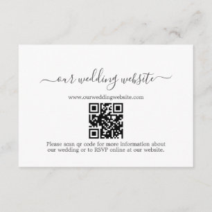 Minimalistische Hochzeit moderner Kalligrafie-QR-C Begleitkarte