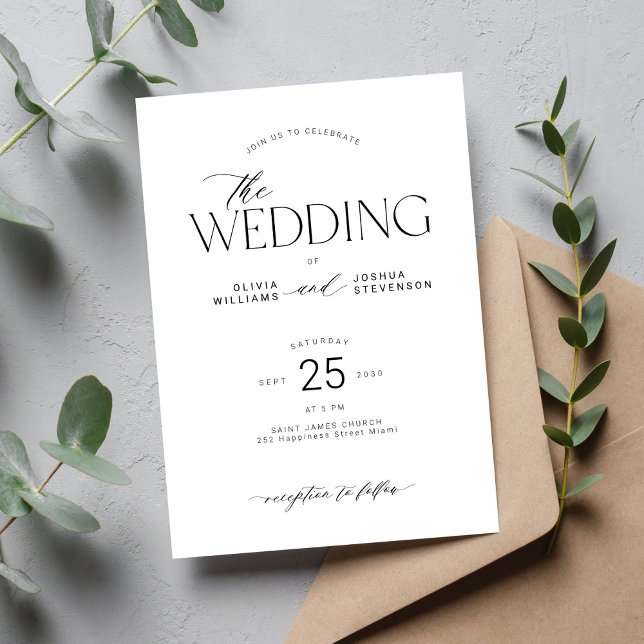 Minimalistische Hochzeit moderner Typografie Einladung (Von Creator hochgeladen)
