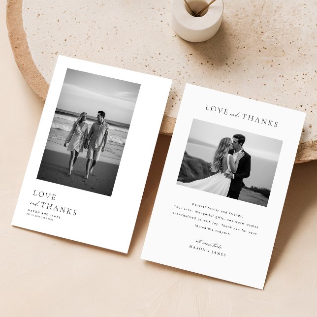 Minimalistische Hochzeit moderner Typografie-Fotos Dankeskarte (Von Creator hochgeladen)