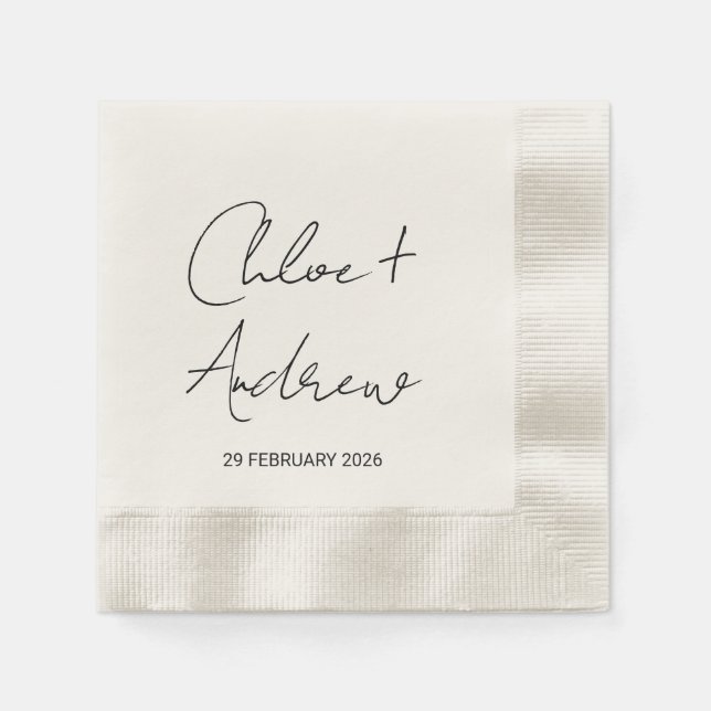 Minimalistische Hochzeit Napkin Serviette (Vorderseite)