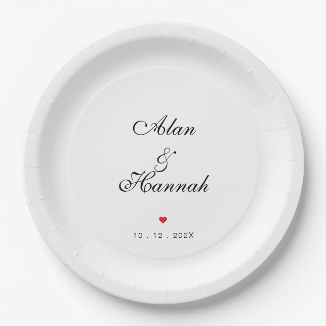 Minimalistische Hochzeit oder Jahrestag Pappteller (Vorderseite)