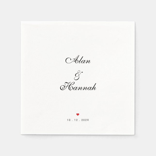 Minimalistische Hochzeit oder Jahrestag Serviette (Vorderseite)