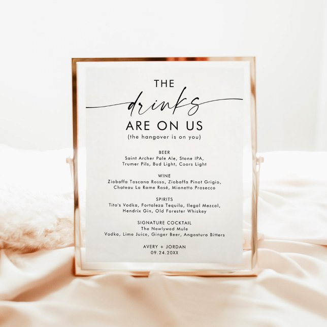 Minimalistische Hochzeit Open Bar Sign | Funny Bar Poster (Von Creator hochgeladen)