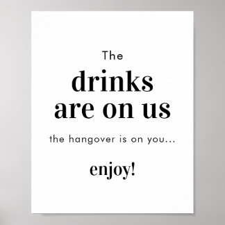 Minimalistische Hochzeit Open Bar Sign | Funny Bar Poster