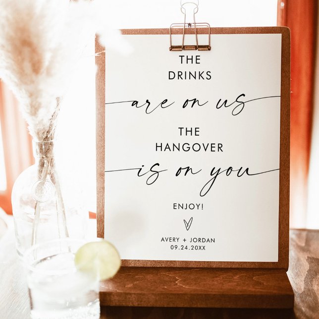 Minimalistische Hochzeit Open Bar Sign, Modernes B Poster (Von Creator hochgeladen)