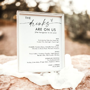 Minimalistische Hochzeit Open Bar Sign   Modernes  Poster