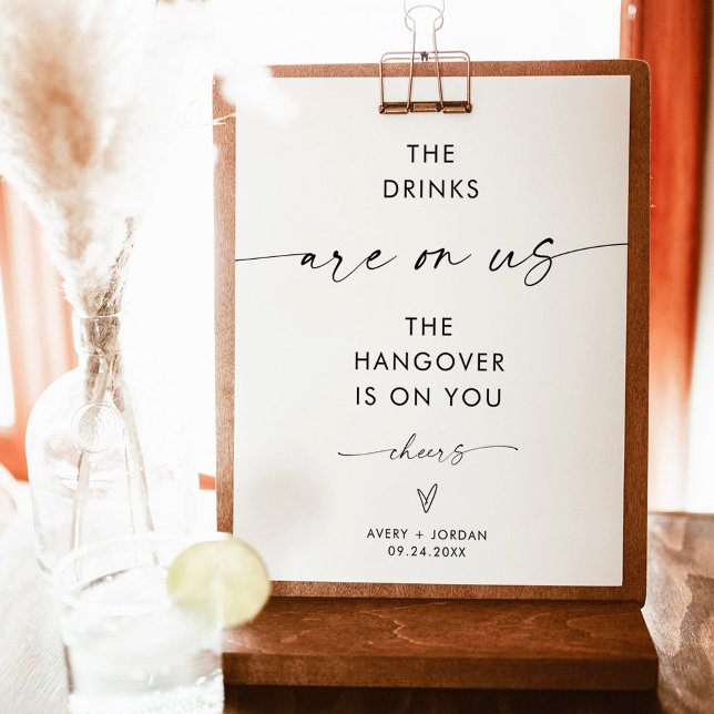 Minimalistische Hochzeit Open Bar Sign | Modernes  Poster (Von Creator hochgeladen)
