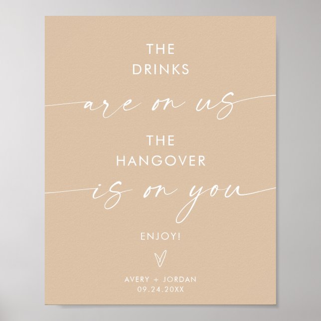 Minimalistische Hochzeit Open Bar Sign | Modernes  Poster (Vorne)