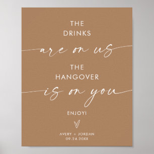 Minimalistische Hochzeit Open Bar Sign Modernes Poster