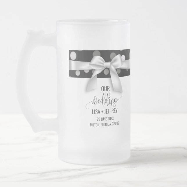 Minimalistische Hochzeit Personalisierte Mattierte Mattglas Bierglas (Links)