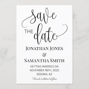 Minimalistische Hochzeit rettet das Datum einfach  Einladung