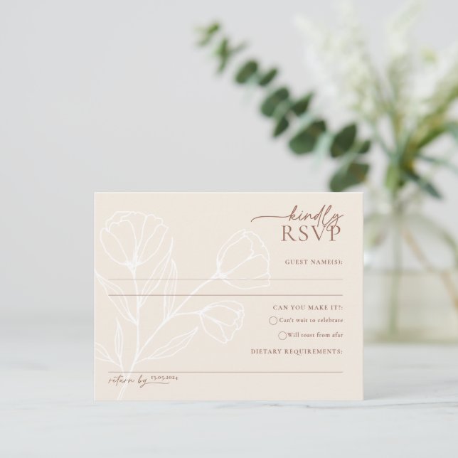 Minimalistische Hochzeit RSVP Card Postcard PEYTON Karte (Stehend Vorderseite)