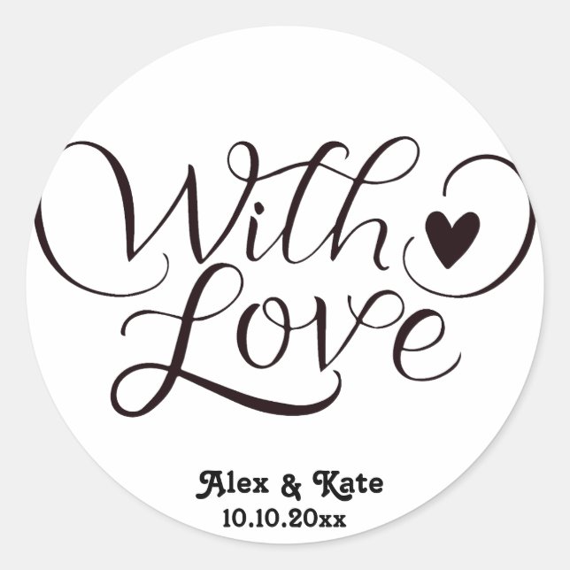 Minimalistische Hochzeit Runder Aufkleber (Vorderseite)