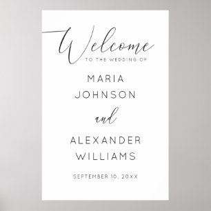 Minimalistische Hochzeit   Schwarz-Weiß-Skript - W Poster