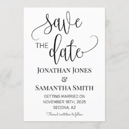 Minimalistische Hochzeit spart das Datum einfach m Einladung