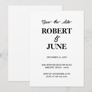 Minimalistische Hochzeit speichern Sie die Datumsk Save The Date