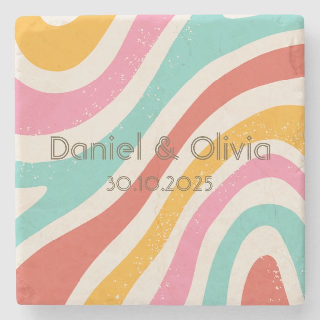 Minimalistische Hochzeit Steinuntersetzer (Vorderseite)