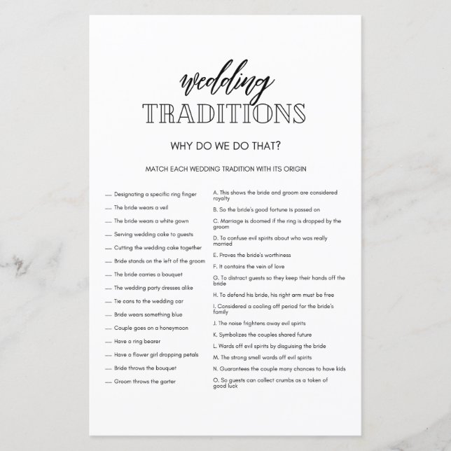 Minimalistische Hochzeit Traditionen Dusche (Vorderseite)