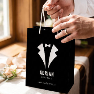 Minimalistische Hochzeit Trauzeuge Name Schwarz Mittlere Geschenktüte