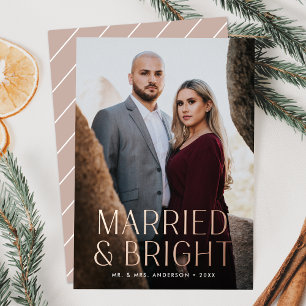 Minimalistische Hochzeit und strahlender staubiger Folien Feiertagskarte