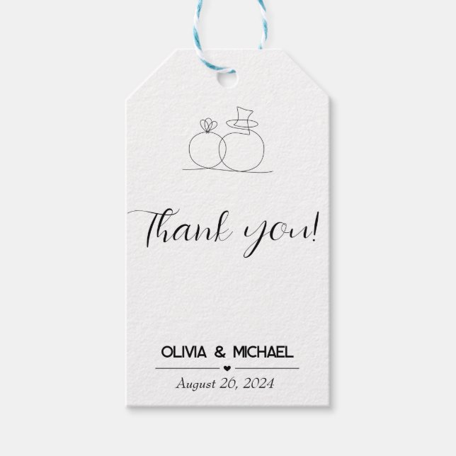 Minimalistische Hochzeit Vielen Dank für Ihr Inter Geschenkanhänger (Vorderseite)
