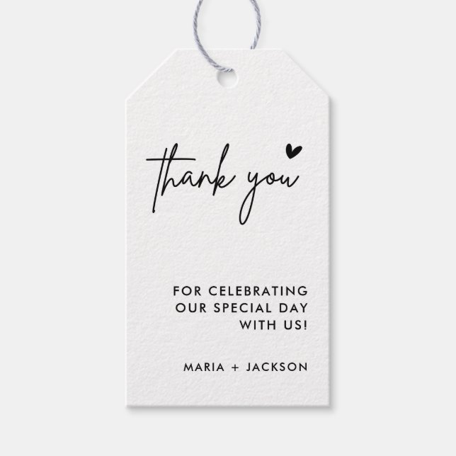 Minimalistische Hochzeit Vielen Dank für Ihr Inter Geschenkanhänger (Vorderseite)