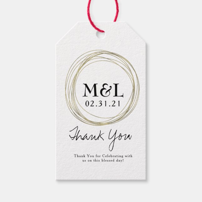 Minimalistische Hochzeit Vielen Dank Imitate Gold  Geschenkanhänger (Vorderseite)