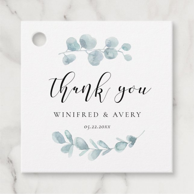 Minimalistische Hochzeit von Aquarellen Geschenkanhänger (Vorderseite)