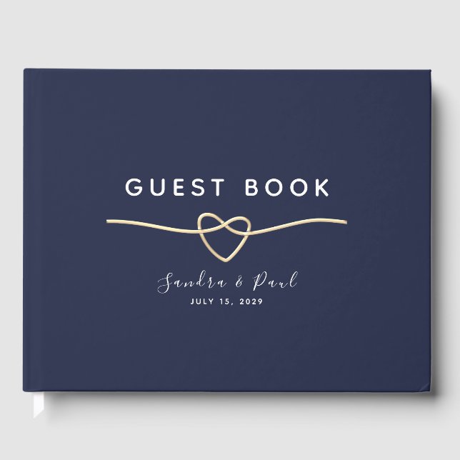 Minimalistische Hochzeit von Blauem Gold Gästebuch (Vorderseite)