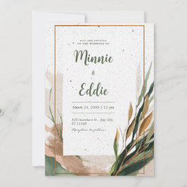 Minimalistische Hochzeit von Earthy Watercolor Lea Einladung