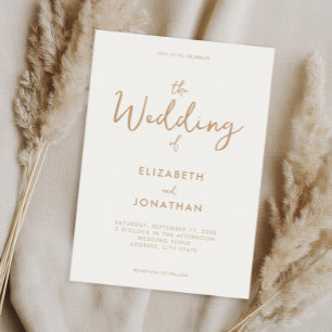 Minimalistische Hochzeit von Elfenbein und Tan-Kal Einladung