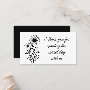 Minimalistische Hochzeit von Floral Schwarz-weiß V Platzkarte
