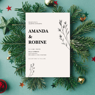 Minimalistische Hochzeit von Hand Gezeichnet Einladung