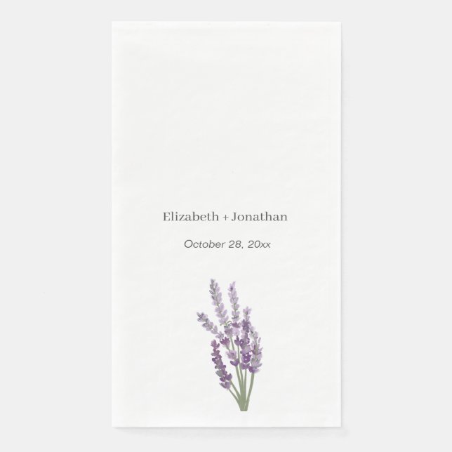 Minimalistische Hochzeit von Lavender Watercolor Serviette (Vorderseite)