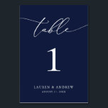 Minimalistische Hochzeit von Navy Blue | Event Cus Tischnummer<br><div class="desc">(**BITTE BEACHTEN SIE: Um zu bestellen,  passen Sie einfach Ihre Tischnummer (und Name/Datum) an und fügen Sie jede Nummer einzeln in Ihren Warenkorb ein. Dann Karo raus,  sobald du fertig bist.) Schön,  elegant,  modern und minimalistisch,  Tischnummer-Karte. Vollständig anpassbar mit Ihren Namen (oder Ereignisname) und Datum.</div>