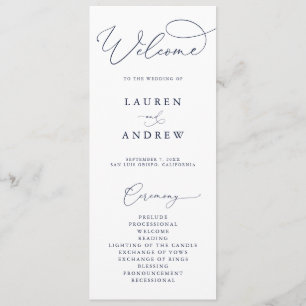 Minimalistische Hochzeit von Navy Blue & White Programm