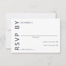 Minimalistische Hochzeit von Navy und White Elegan RSVP Karte