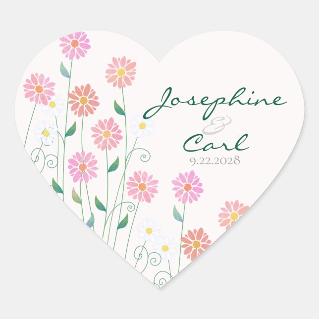 Minimalistische Hochzeit von niedlichen Country Da Herz-Aufkleber (Vorderseite)