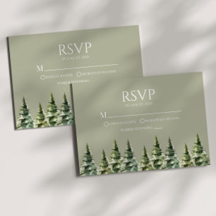 Minimalistische Hochzeit von Pinienbäumen RSVP Karte