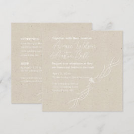 Minimalistische Hochzeit von Tan und Weiß Einladung