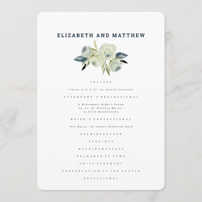 Minimalistische Hochzeit von Wasserfarben Programm (Vorderseite)