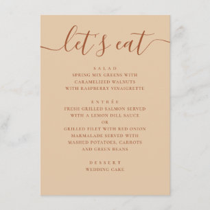 Minimalistische Hochzeit   Warmer Pfirsichsand Mod Menükarte