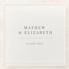 Minimalistische Hochzeit | Warmweiß Glasuntersetzer