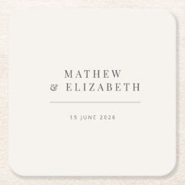 Minimalistische Hochzeit | Warmweiß Rechteckiger Pappuntersetzer