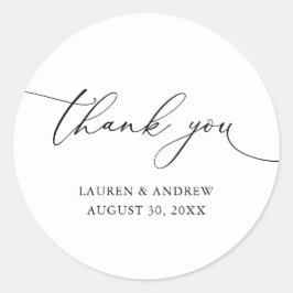 Minimalistische Hochzeit Weiß und Schwarz Danke Runder Aufkleber