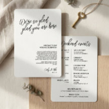 Minimalistische Hochzeit Willkommens-Tasche Einlag