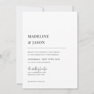 Minimalistische Hochzeit zeitgenössischer Monogram Einladung