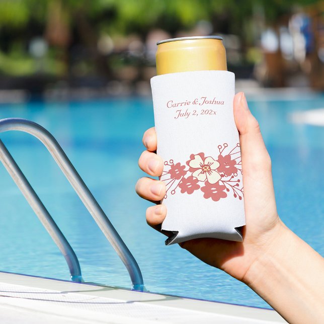 Minimalistische Hochzeiten in Rot und Weiß Selters Dosenkühler (Also available in standard can or bottle versions. Great wedding party gift idea!)