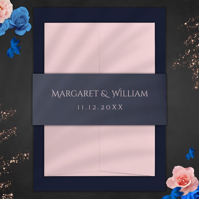 Minimalistische Hochzeiten von Navy Blue & Pink-In Einladungsbanderole (Von Creator hochgeladen)